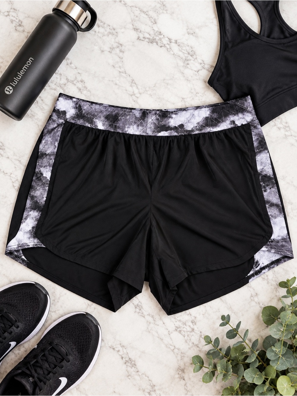 Tek Gear DryTEK Black Running Shorts Geometric Athletic Workout 3X